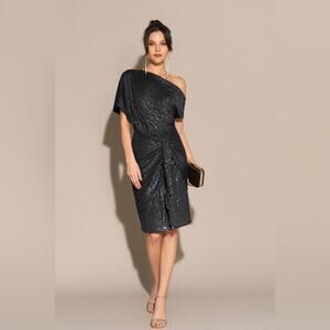 Grace Karin Sequined Asymmetric Off Shoulder Bodycon Party Women Dress Small